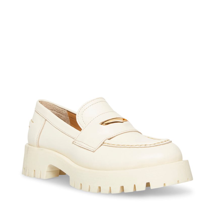 Loafers Steve Madden Lawrence Cuero Mujer Blancas | ES OP8E21